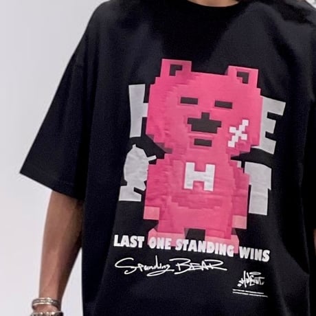 【限定受注カラー】「STANDING BEAR」ボックスシルエットコードTシャツ /BLACK/M/L/XL