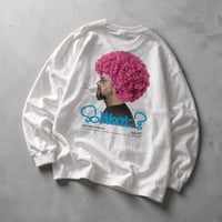 「AFRO OYAJI」 BIG LONG SLEEVE T-SHIRTS / WHITE/S/M/L