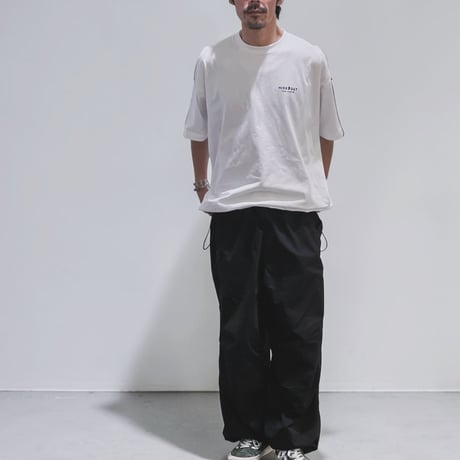 サガラ刺繍シリーズ「SIGNAL」ボックスシルエットコードTシャツ /WHITE/M/L/XL