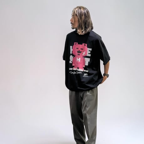 【限定受注カラー】「STANDING BEAR」ボックスシルエットコードTシャツ /BLACK/M/L/XL