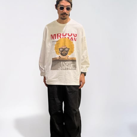 「MR.DOGMAN 【アフロドッグ】YELLOW ver.」 BIG LONG SLEEVE T-SHIRTS / WHITE/S/M/L