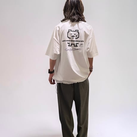 「STANDING BEAR」ボックスシルエットコードTシャツ /WHITE/M/L/XL