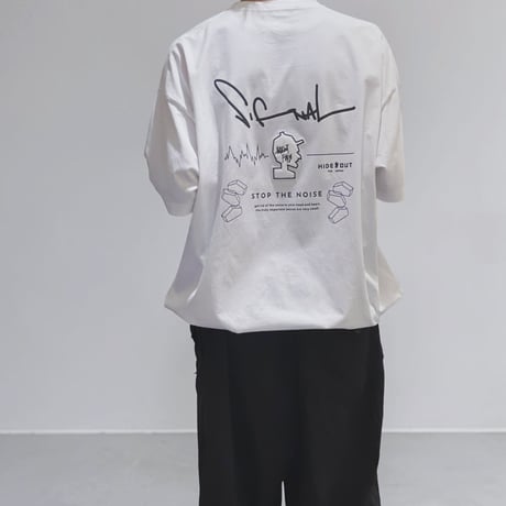 サガラ刺繍シリーズ「SIGNAL」ボックスシルエットコードTシャツ /WHITE/M/L/XL