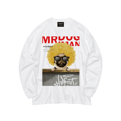 「MR.DOGMAN 【アフロドッグ】YELLOW ver.」 BIG LONG SLEEVE T-SHIRTS / WHITE/S/M/L