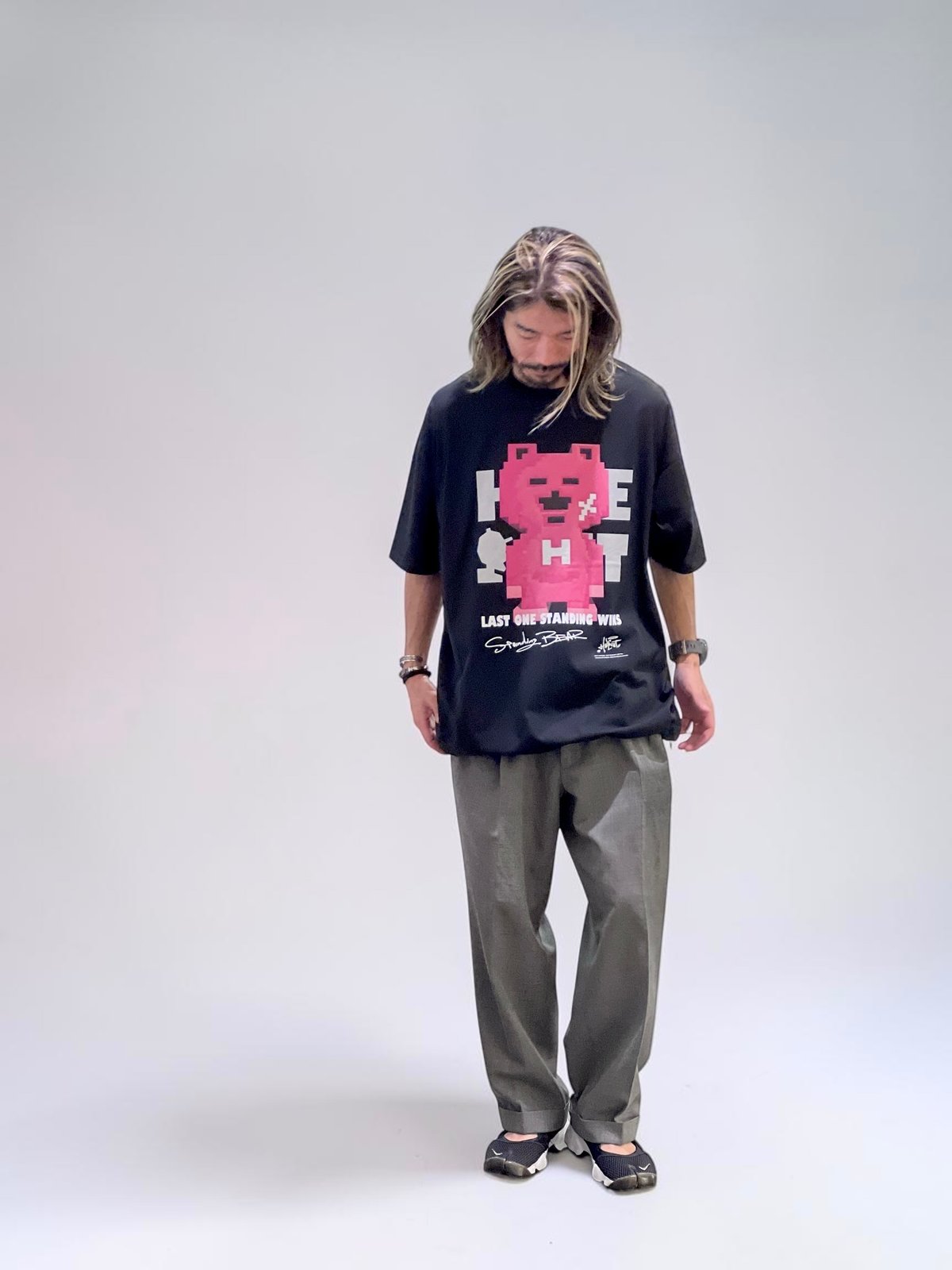 19ss DESCENDANT カブトムシ シャツ ボックス シルエット 1 限定受注カラー】「STANDING BEAR」ボックスシルエットコードTシャツ