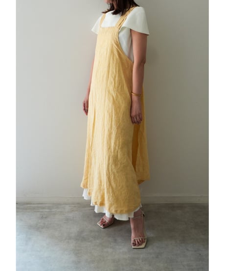 再販｜リネンシャンブレー｜クロスエプロン｜限定レモン