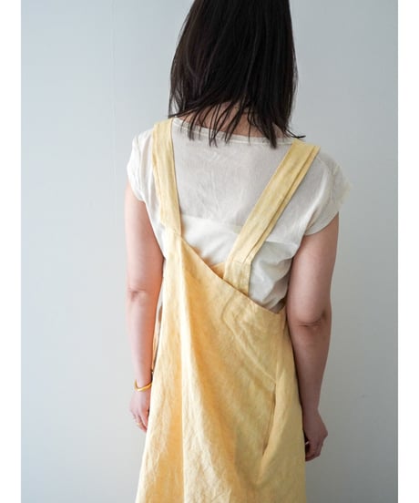 リネンシャンブレー　クロスエプロン　限定レモン