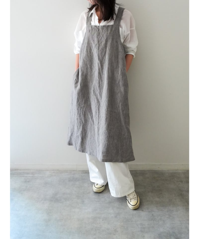 リネンシャンブレー クロスエプロン 限定フォググレー | E'PICE