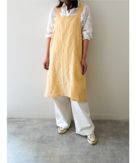 リネンシャンブレー　クロスエプロン　限定レモン