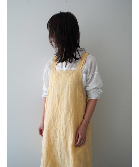 リネンシャンブレー　クロスエプロン　限定レモン