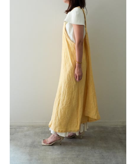 再販｜リネンシャンブレー｜クロスエプロン｜限定レモン