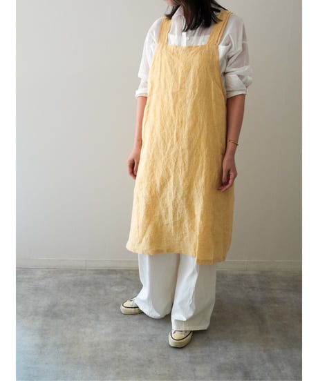 リネンシャンブレー　クロスエプロン　限定レモン