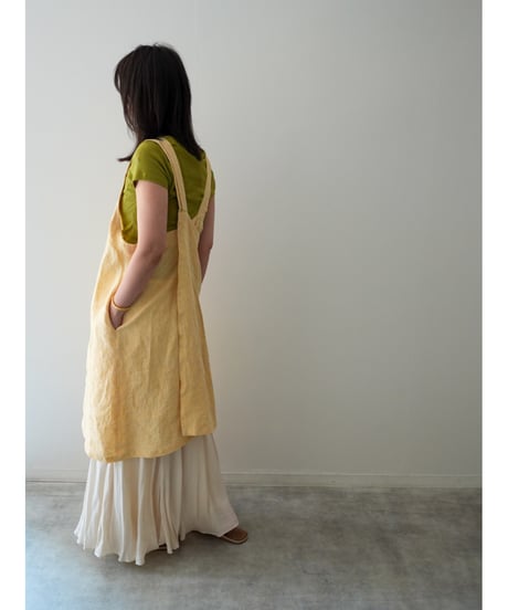 リネンシャンブレー　クロスエプロン　限定レモン