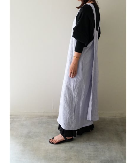 リネンシャンブレー　クロスエプロン　限定スミレ