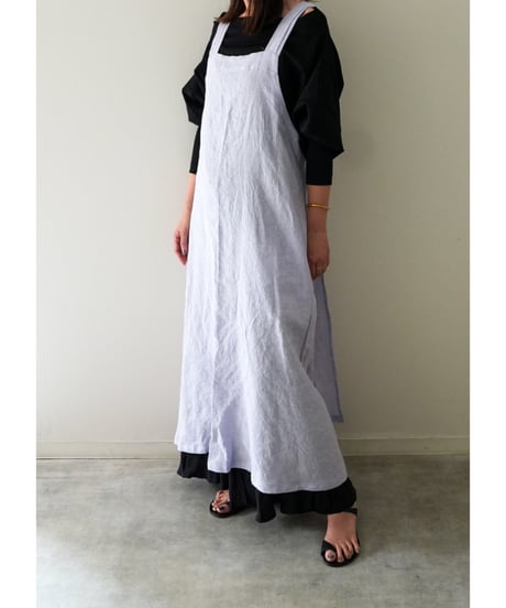 リネンシャンブレー　クロスエプロン　限定スミレ