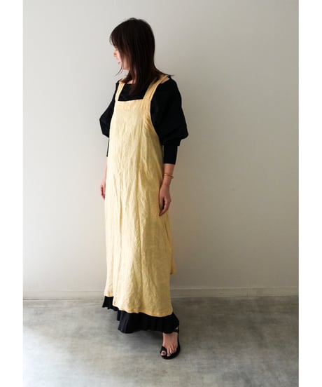 再販｜リネンシャンブレー｜クロスエプロン｜限定レモン