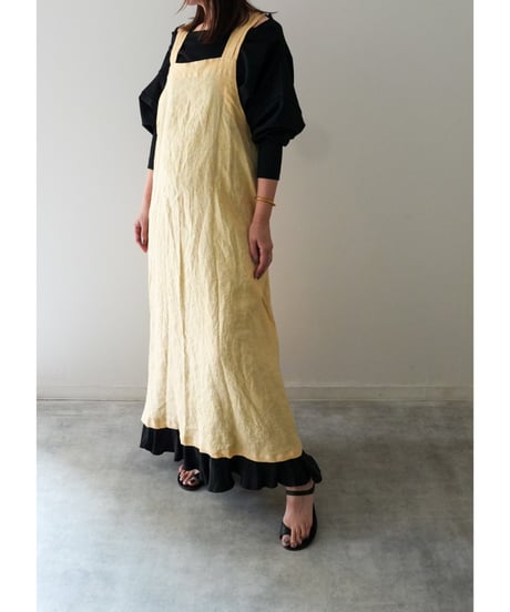 再販｜リネンシャンブレー｜クロスエプロン｜限定レモン
