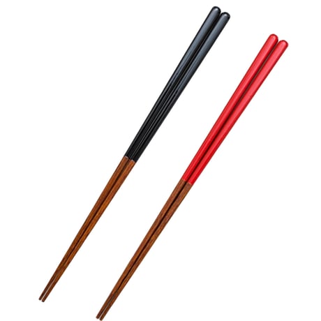 【桐箱入りペアギフトセット】　うるしカラー角箸23.5cm黒×赤
