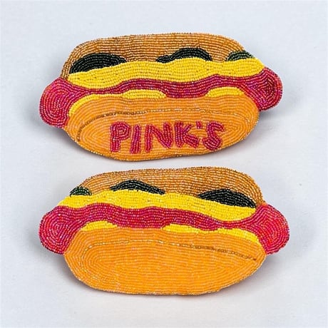 PINK’S HOTDOGS Beaded Crossbody Purse Clutch