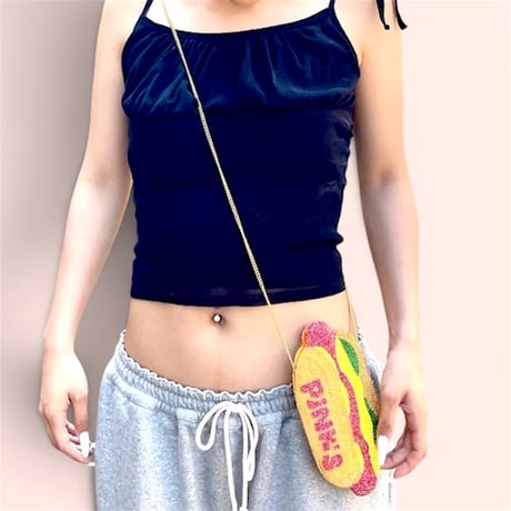PINK’S HOTDOGS Beaded Crossbody Purse Clutch