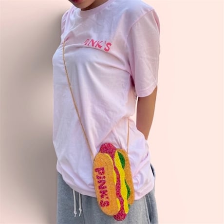 PINK’S HOTDOGS Beaded Crossbody Purse Clutch