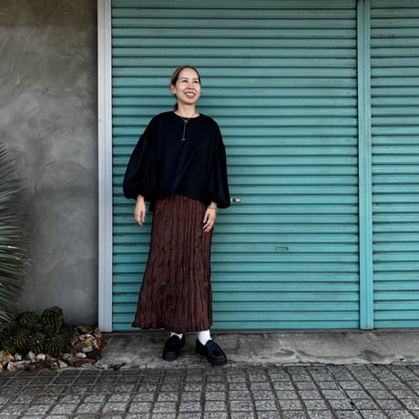 【  BAKED CRINKLE / WOOL BLEND SKIRT 】  総丈80〜95cm