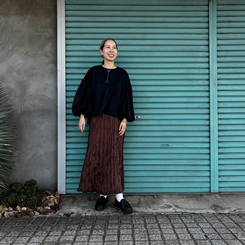 BAKED CRINKLE / WOOL BLEND SKIRT 】 総丈80〜95c