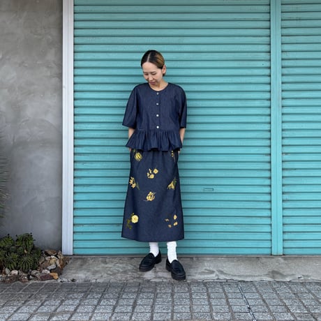 【YELLOW FLOWER Denim/ Skirt】