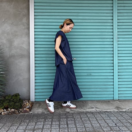 【V-Neck French Blouse】  Indigo