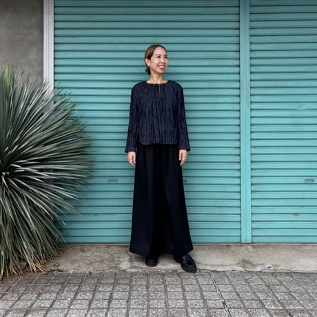 【Baked Crinkle Denim T-Blouse】
