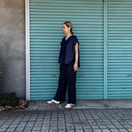 【V-Neck French Blouse】  Indigo