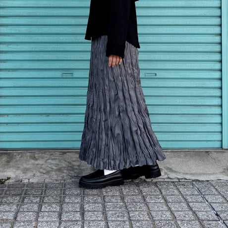 【  BAKED CRINKLE / WOOL BLEND SKIRT 】  総丈80〜95cm