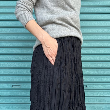 【  BAKED CRINKLE / WOOL BLEND SKIRT 】  総丈80〜95cm
