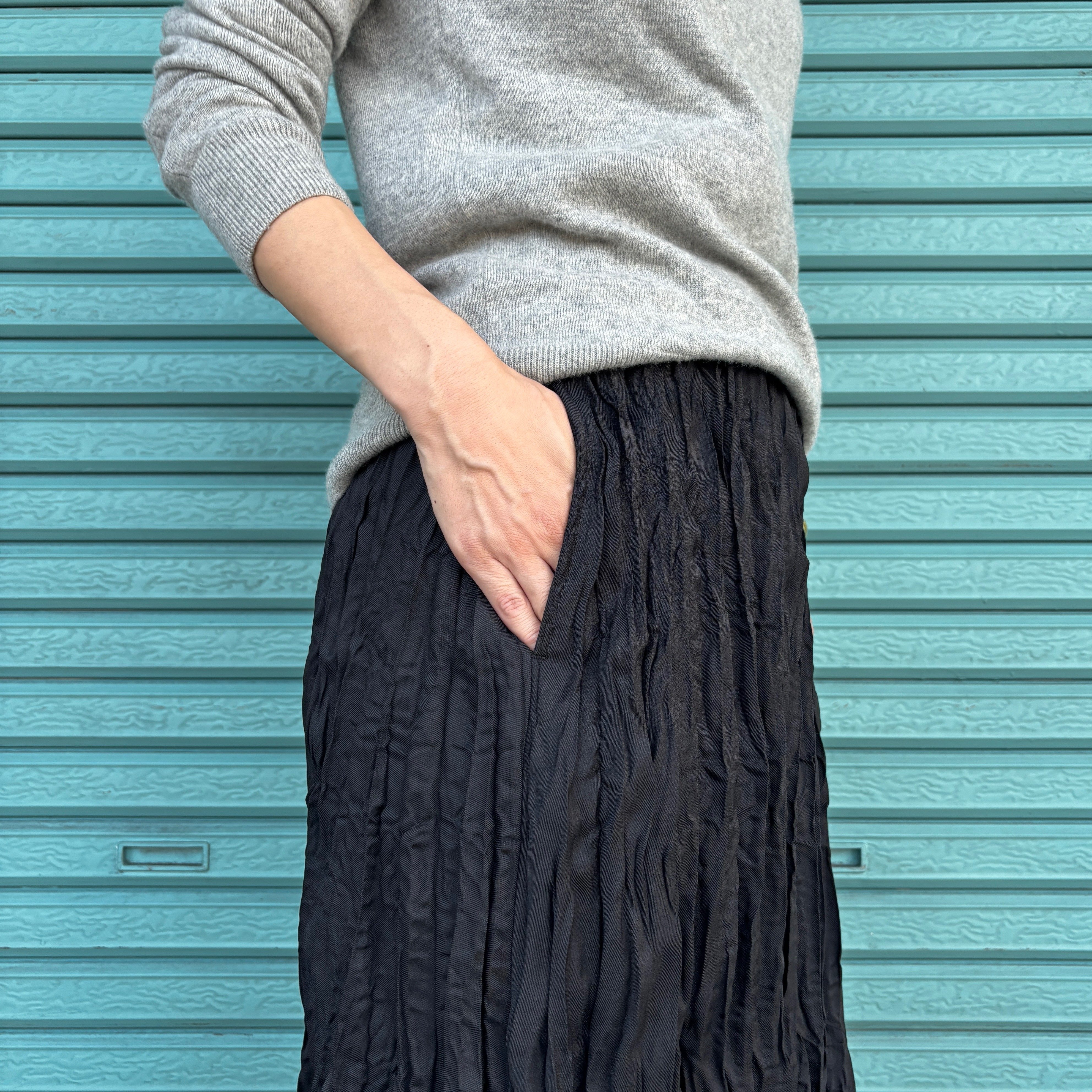 BAKED CRINKLE / WOOL BLEND SKIRT 】 総丈80〜95c
