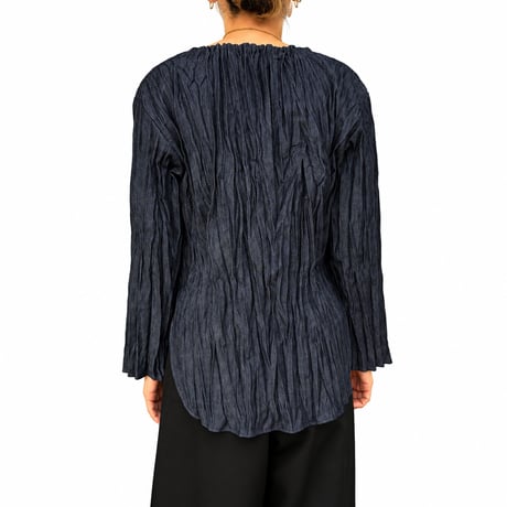 【Baked Crinkle Denim T-Blouse】