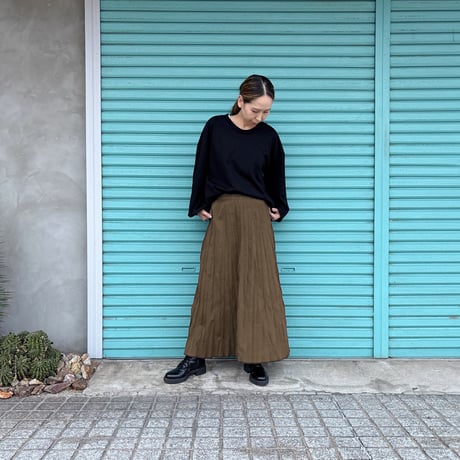 【Baked Crinkle Reversible Skirt】 総丈80cm  Rate×Charcoal
