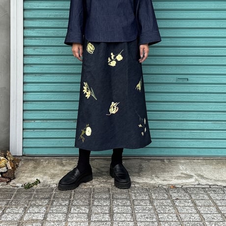 【YELLOW FLOWER Denim/ Skirt】