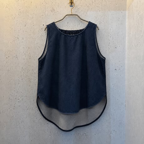 【Shirt Denim / Sleeveless Blouse】Indigo