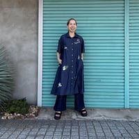 【White Flower Denim One-piece】