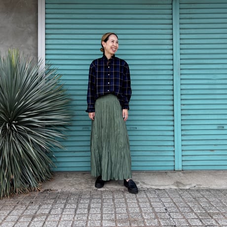 【Frill Collar Check Shirt】