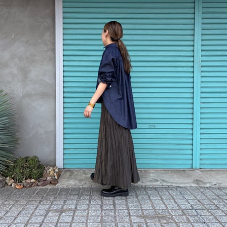 【Baked Crinkle Reversible Skirt】 総丈80cm  Rate×Charcoal