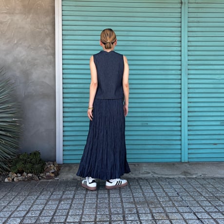 【Shirring Denim Vest】