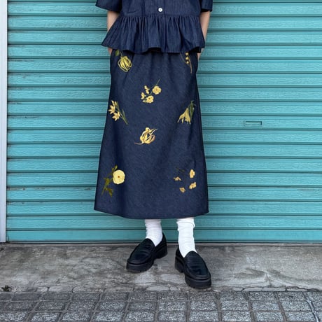 【YELLOW FLOWER Denim/ Skirt】