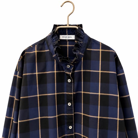 【Frill Collar Check Shirt】