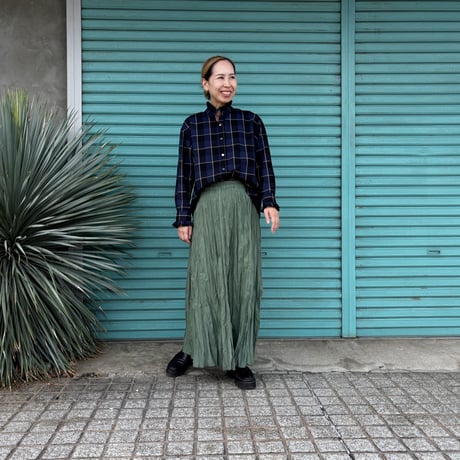 【Frill Collar Check Shirt】