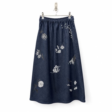 【SHADOW FLOWER DENIM SKIRT】