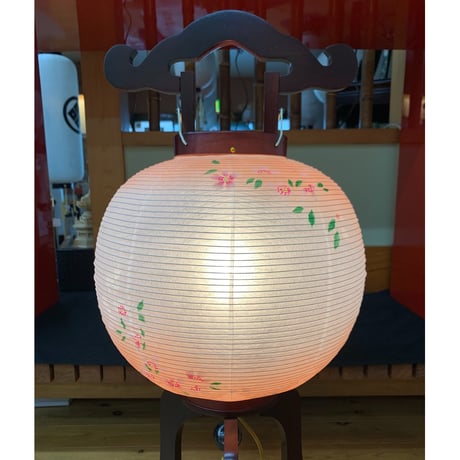 盆提灯　木製大内行灯　11号　桜色　紙一重　高さ84cm　【送料無料】【web特別価格】