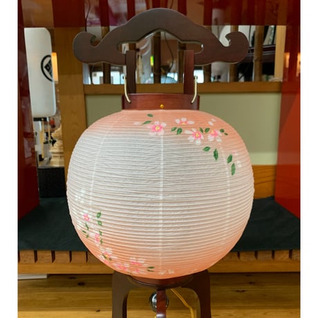 盆提灯　木製大内行灯　11号　桜色　紙一重　高さ84cm　【送料無料】【web特別価格】