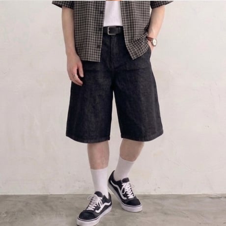 デニムショートパンツ【ハーフパンツ】　F0603-205 BK