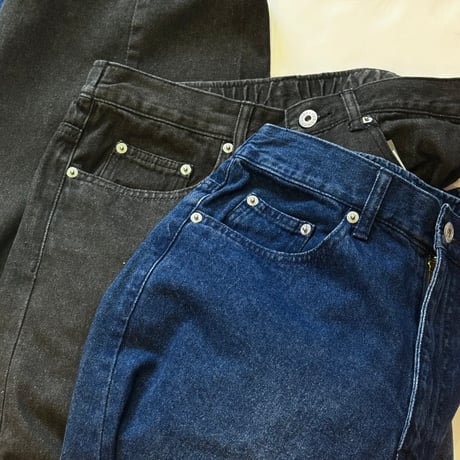 バレルレッグカラーデニムパンツ【カーブパンツ】054150